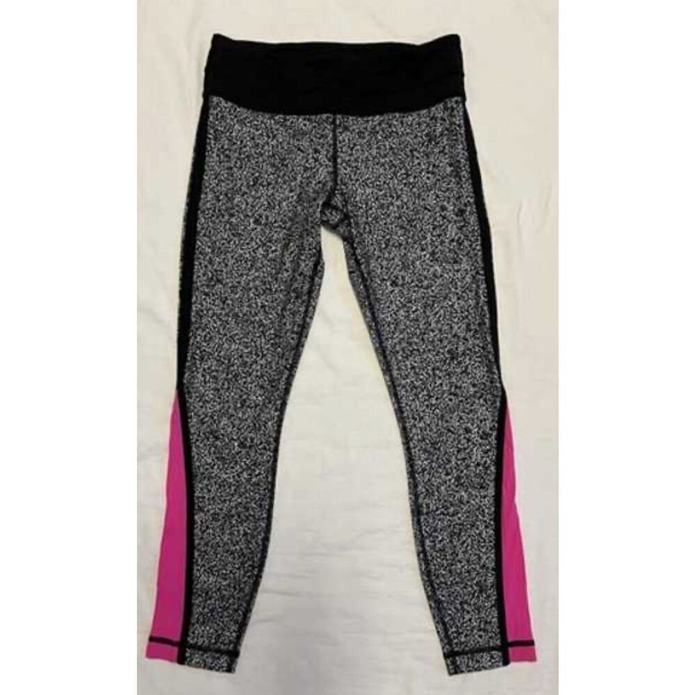 Lululemon Women's White Raspberry Pace Tight Flashback Static Leggings‎ Size 8